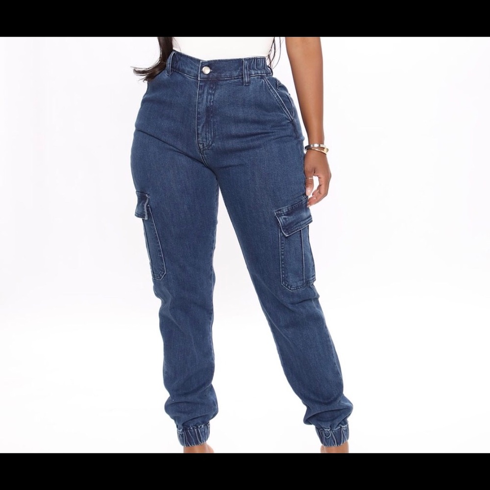 Denim Joggers with Cargo Pockets